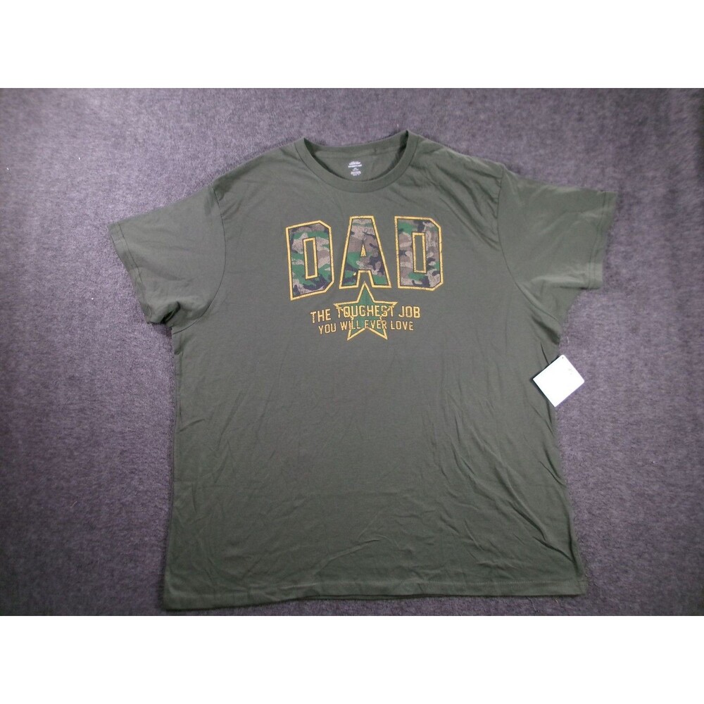 Fathers Day Shirt Mes 3XL Dad Graphic The Toughest Job Camo Green Celebrate New